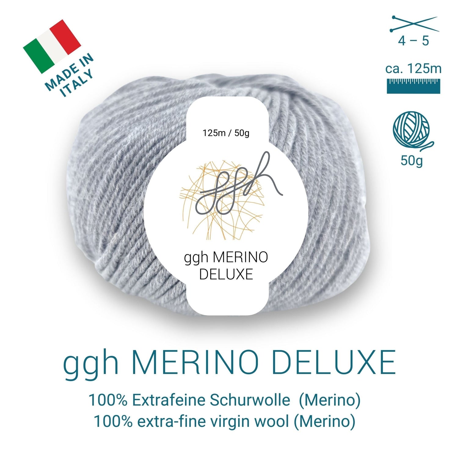ggh Merino Deluxe - 300g Set (6x50g) - 005 - Grau - ggh Wolle
