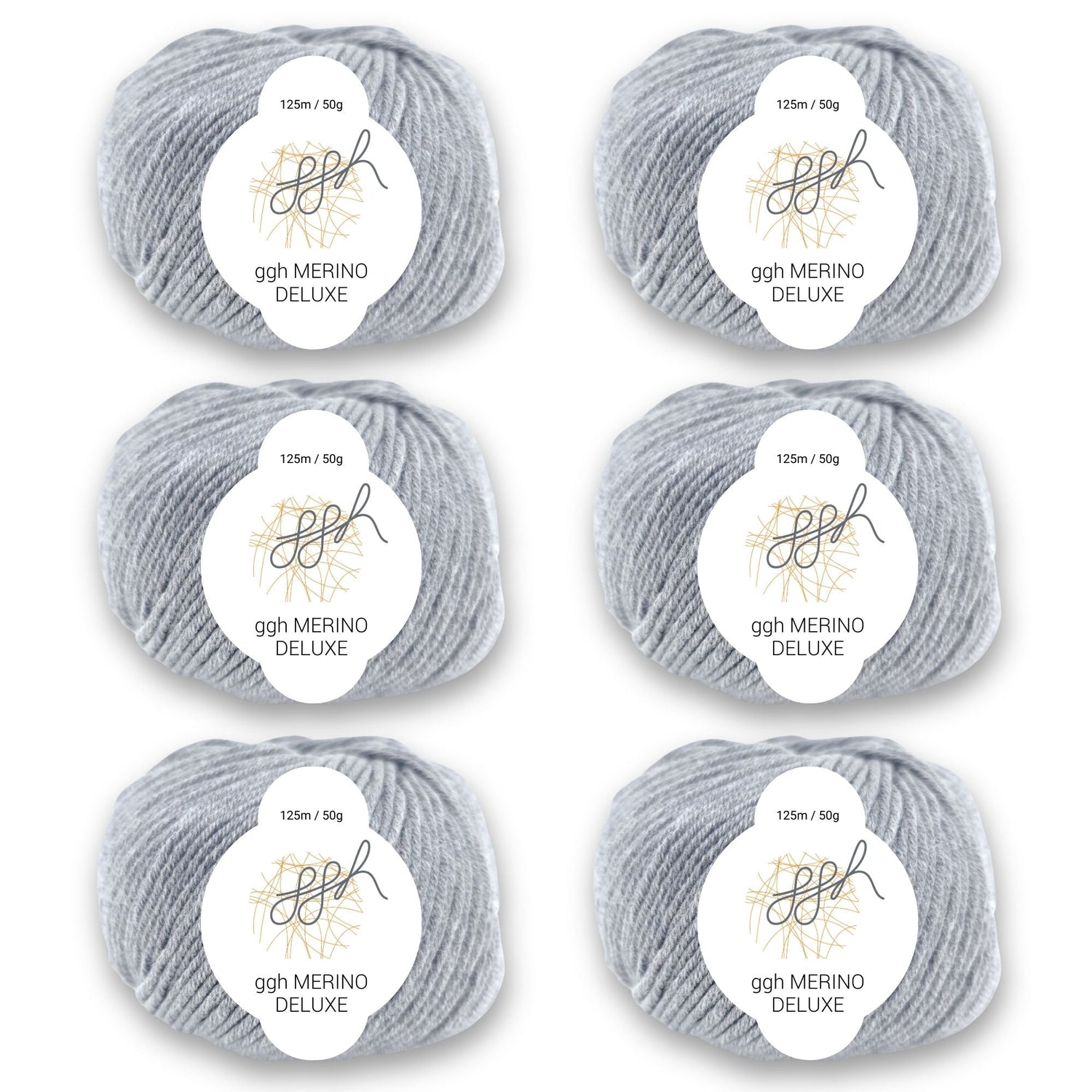 ggh Merino Deluxe - 300g Set (6x50g) - 005 - Grau - ggh Wolle