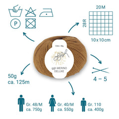 ggh Merino Deluxe - 300g Set (6x50g) - 007 - Hirschbraun - ggh Wolle