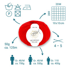 ggh Merino Deluxe - 300g Set (6x50g) - 011 - Rot - ggh Wolle