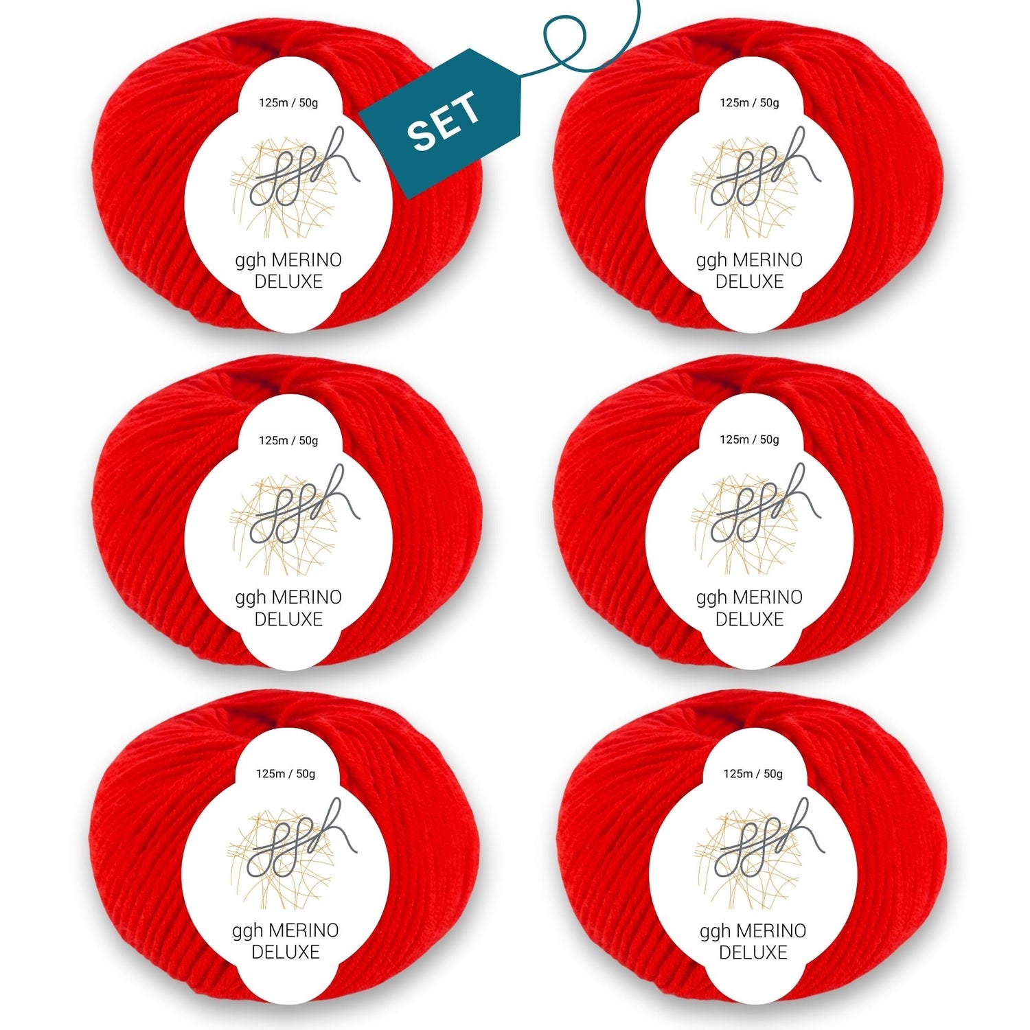 ggh Merino Deluxe - 300g Set (6x50g) - 011 - Rot - ggh Wolle