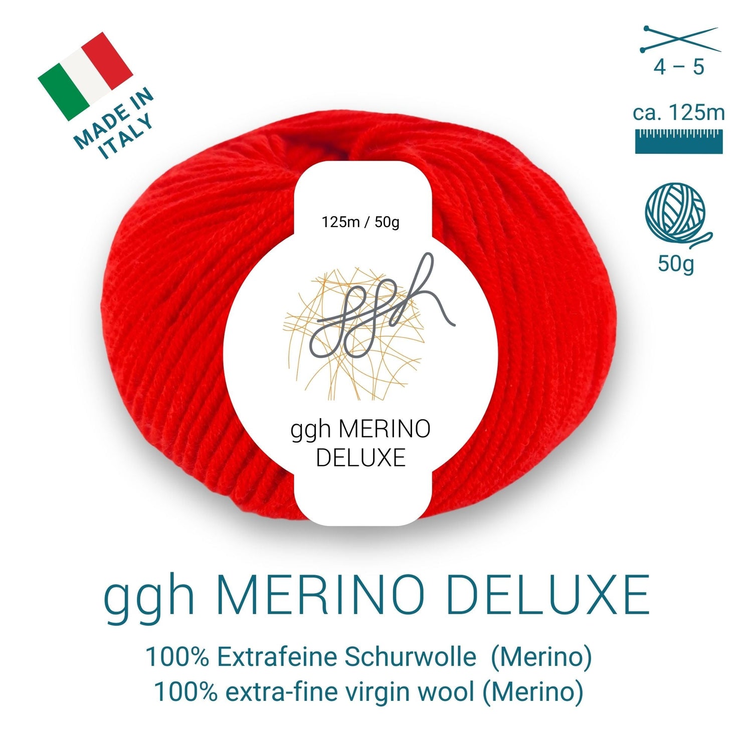 ggh Merino Deluxe - 300g Set (6x50g) - 011 - Rot - ggh Wolle