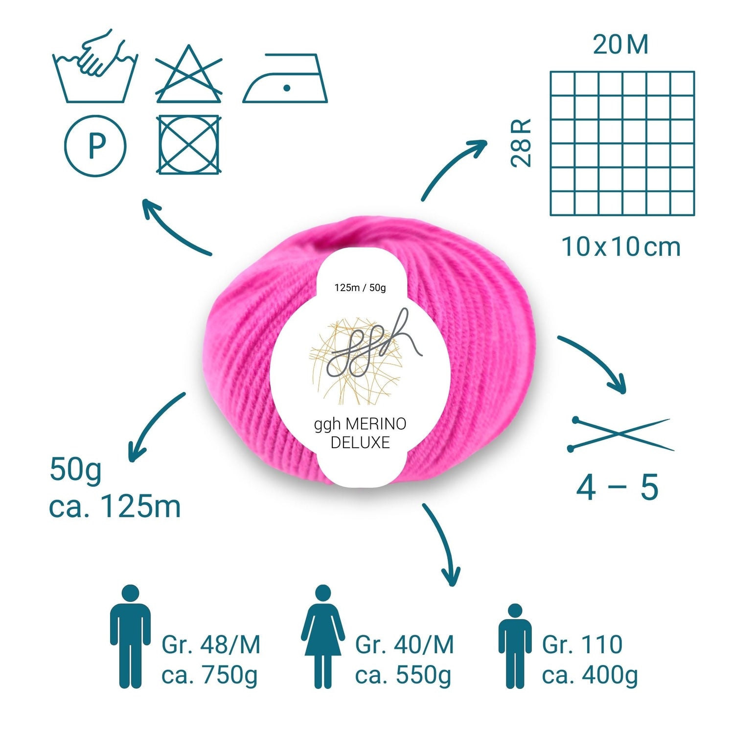 ggh Merino Deluxe - 300g Set (6x50g) - 012 - Pink - ggh Wolle