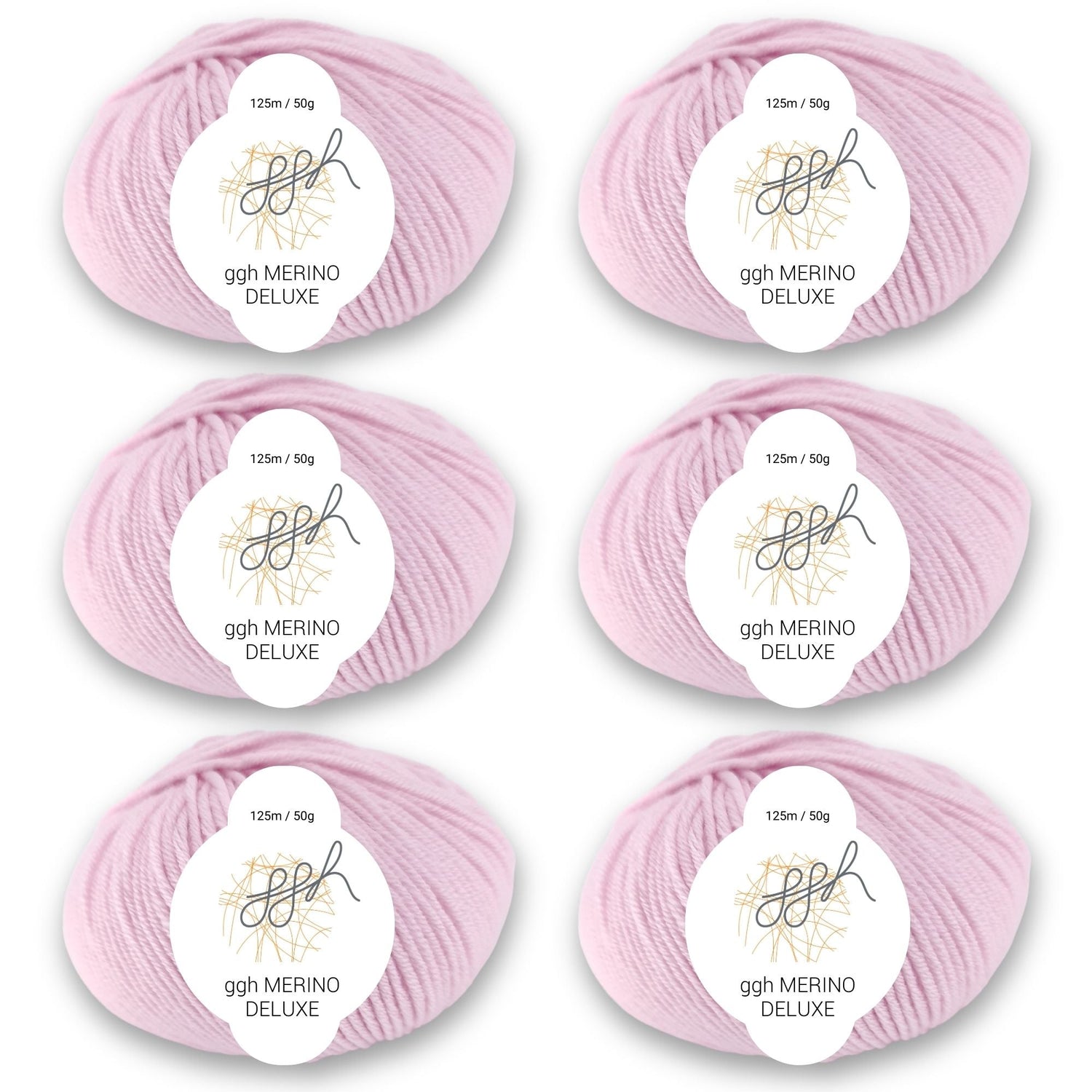 ggh Merino Deluxe - 300g Set (6x50g) - 015 - Zartrosa - ggh Wolle