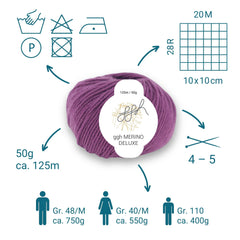 ggh Merino Deluxe - 300g Set (6x50g) - 016 - Granatrot - ggh Wolle