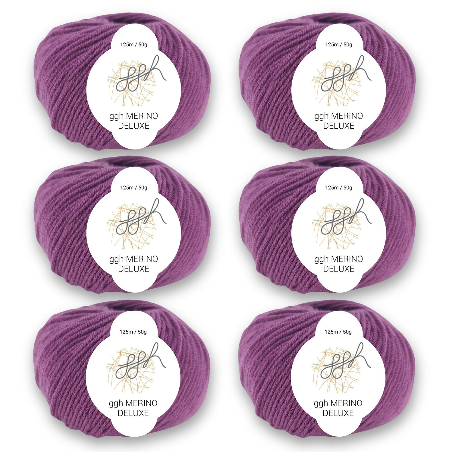 ggh Merino Deluxe - 300g Set (6x50g) - 016 - Granatrot - ggh Wolle