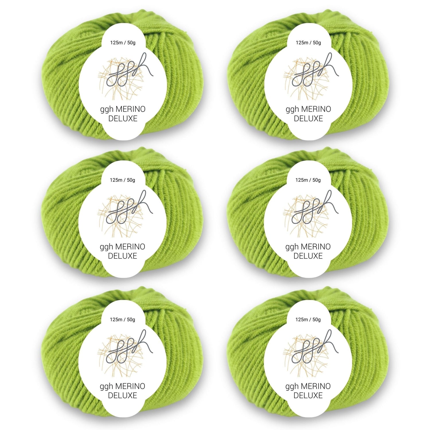 ggh Merino Deluxe - 300g Set (6x50g) - 020 - Moos - ggh Wolle