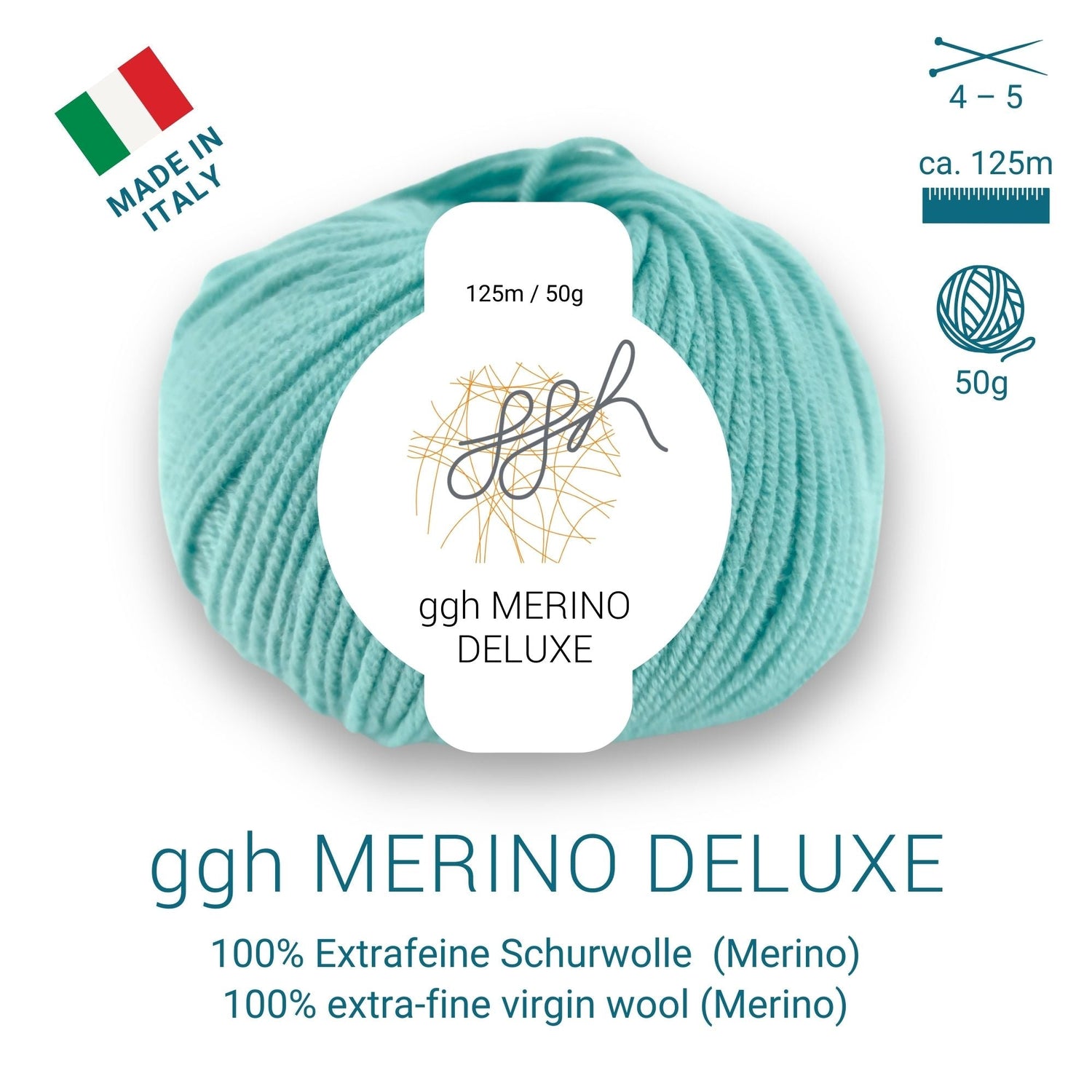 ggh Merino Deluxe - 300g Set (6x50g) - 021 - Türkis - ggh Wolle