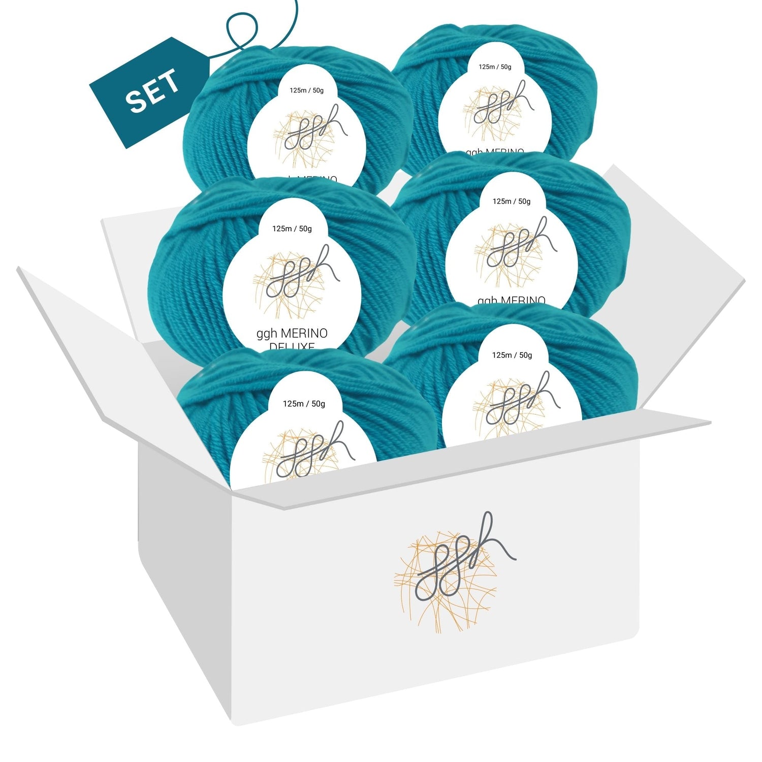 ggh Merino Deluxe - 300g Set (6x50g) - 025 - Ozeangrün - ggh Wolle