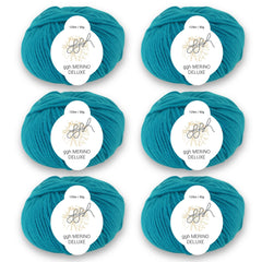 ggh Merino Deluxe - 300g Set (6x50g) - 025 - Ozeangrün - ggh Wolle