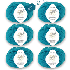 ggh Merino Deluxe - 300g Set (6x50g) - 025 - Ozeangrün - ggh Wolle