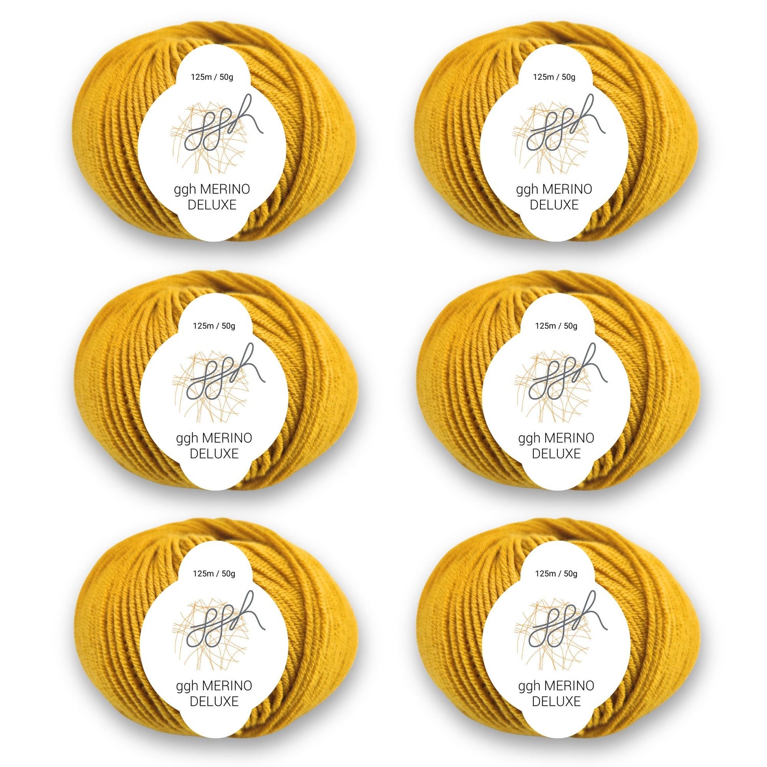 ggh Merino Deluxe - 300g Set (6x50g) - 026 - Senfgelb - ggh Wolle