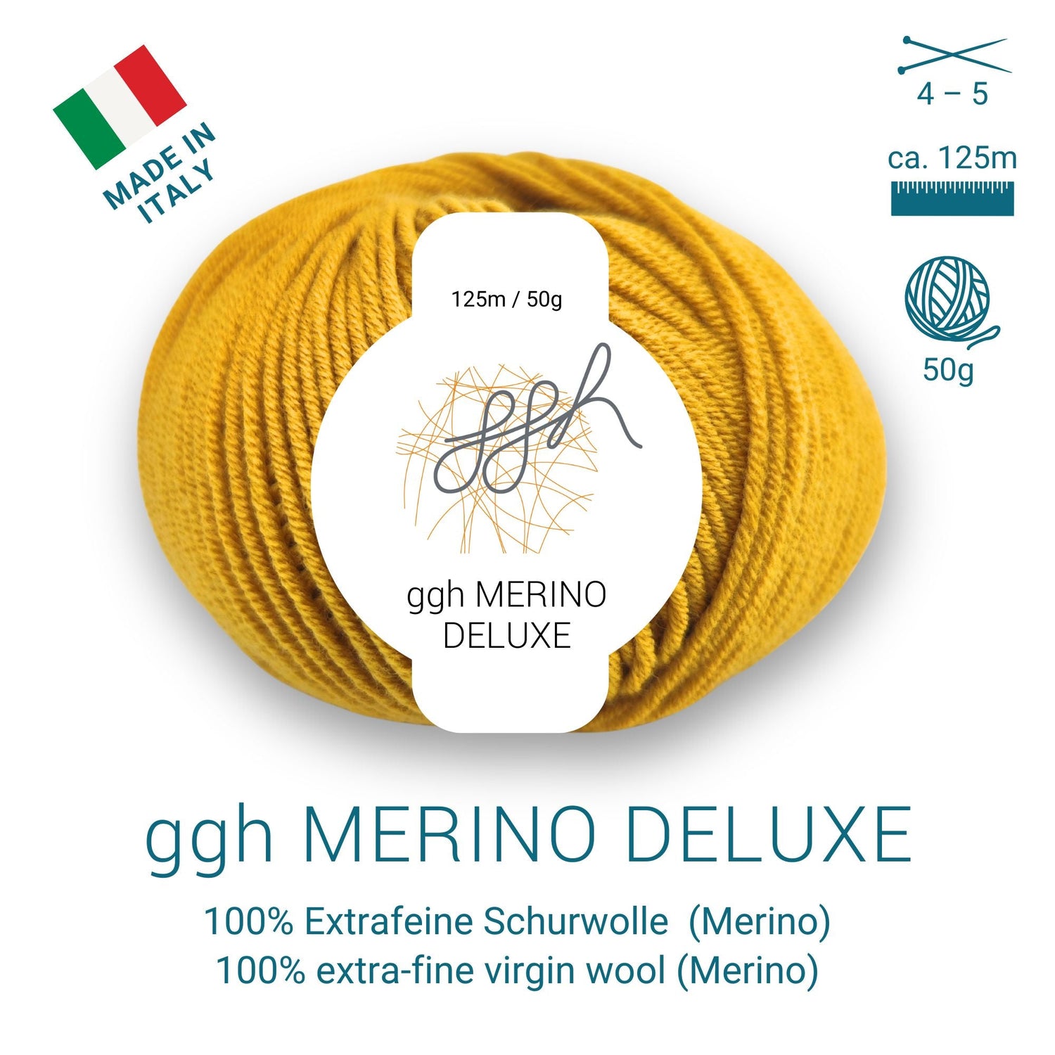 ggh Merino Deluxe - 300g Set (6x50g) - 026 - Senfgelb - ggh Wolle