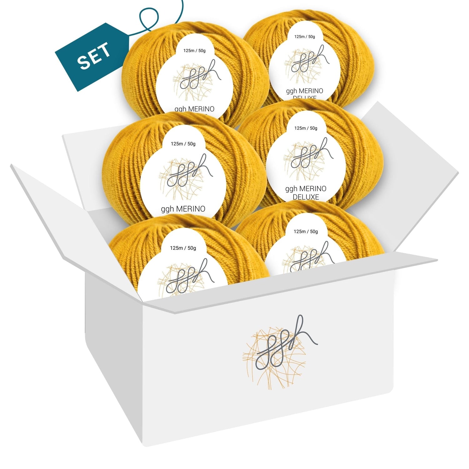 ggh Merino Deluxe - 300g Set (6x50g) - 026 - Senfgelb - ggh Wolle