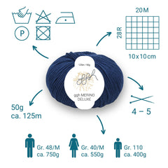 ggh Merino Deluxe - 300g Set (6x50g) - 029 - Marineblau - ggh Wolle