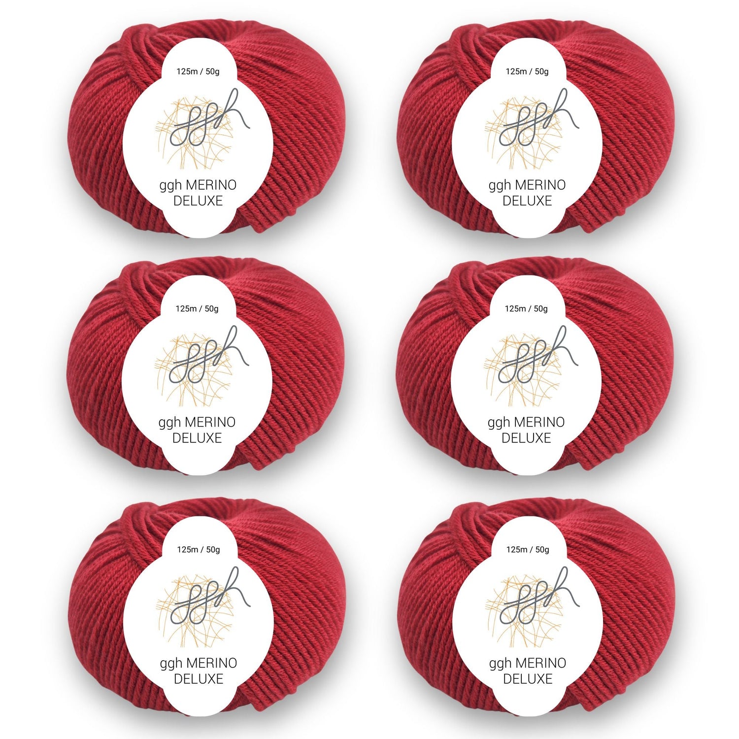 ggh Merino Deluxe - 300g Set (6x50g) - 030 - Kaminrot - ggh Wolle