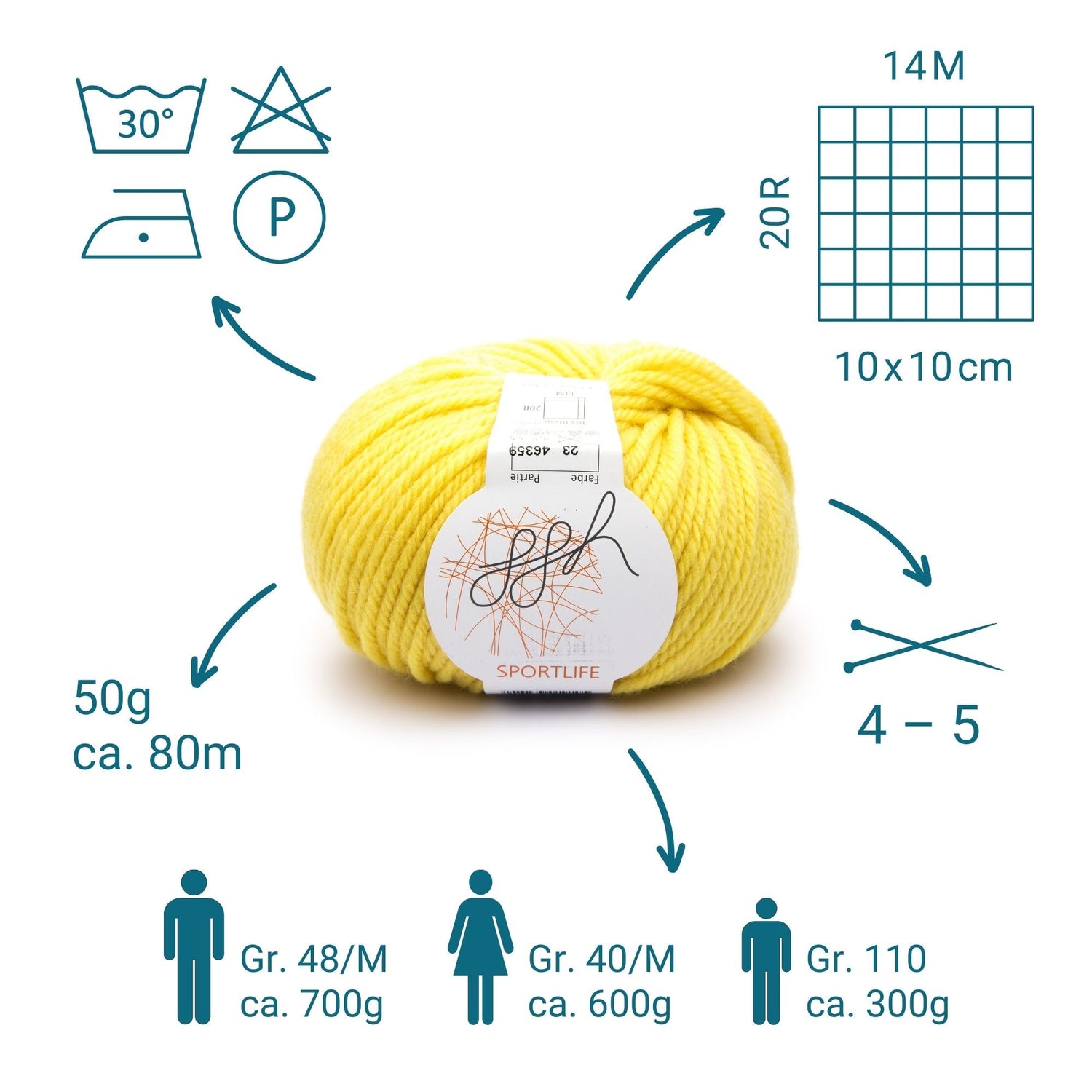 ggh Sportlife Box | Set mit 300g (6x50g) | 023 – Sonnenreflex - ggh Wolle