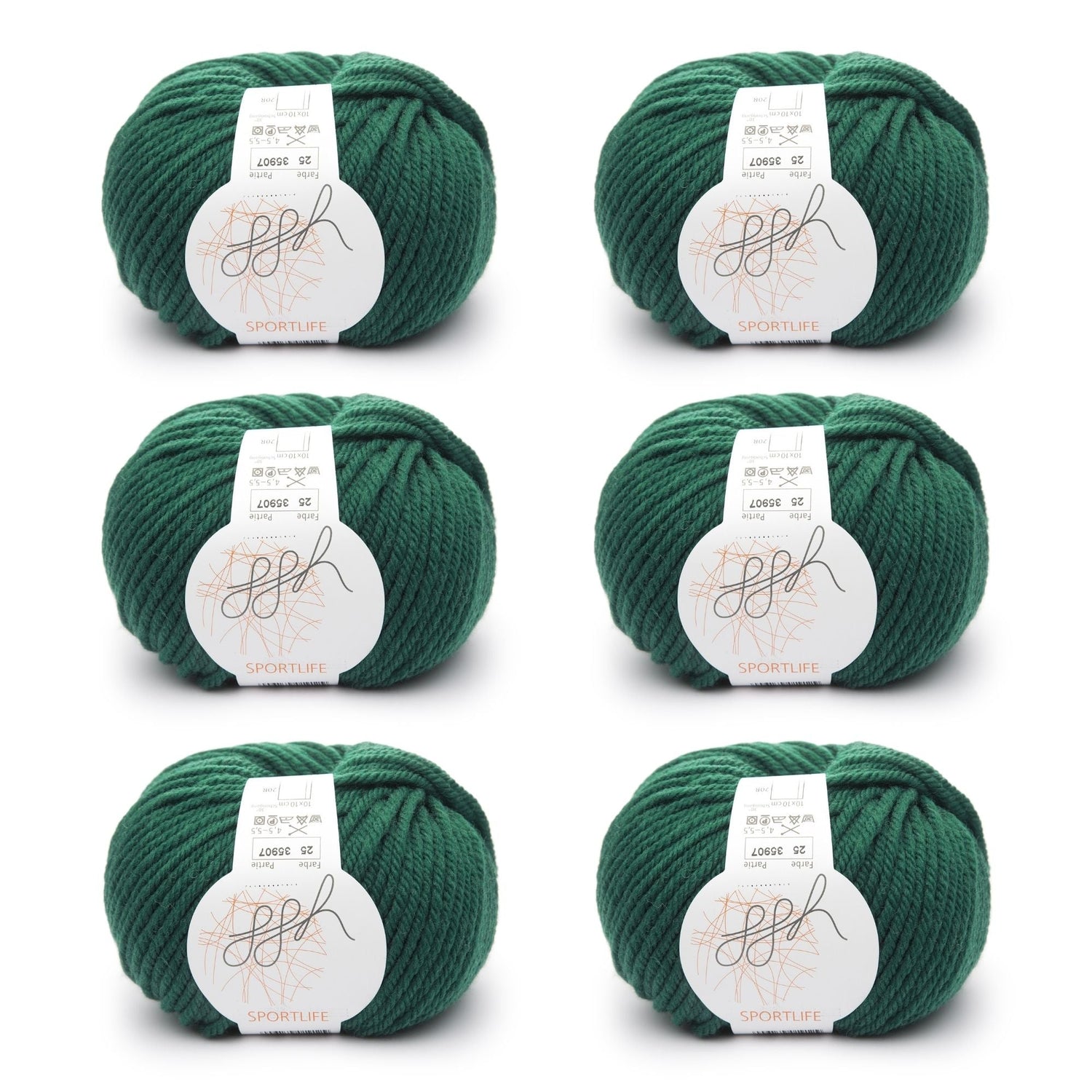 ggh Sportlife Box | Set mit 300g (6x50g) | 025 – Flaschengrün - ggh Wolle