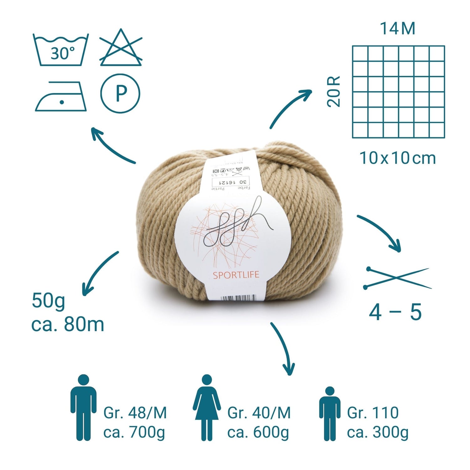 ggh Sportlife Box | Set mit 300g (6x50g) | 030 – Zimtzucker - ggh Wolle