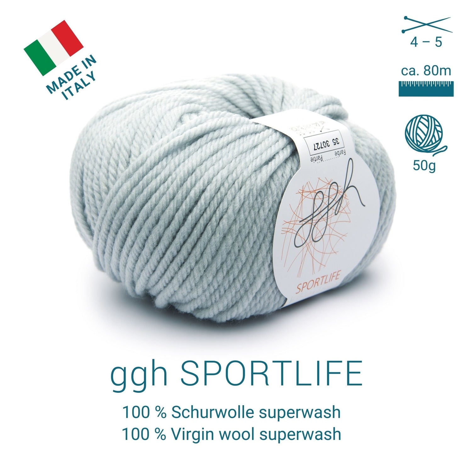 ggh Sportlife Box | Set mit 300g (6x50g) | 035 – Eisgrau - ggh Wolle