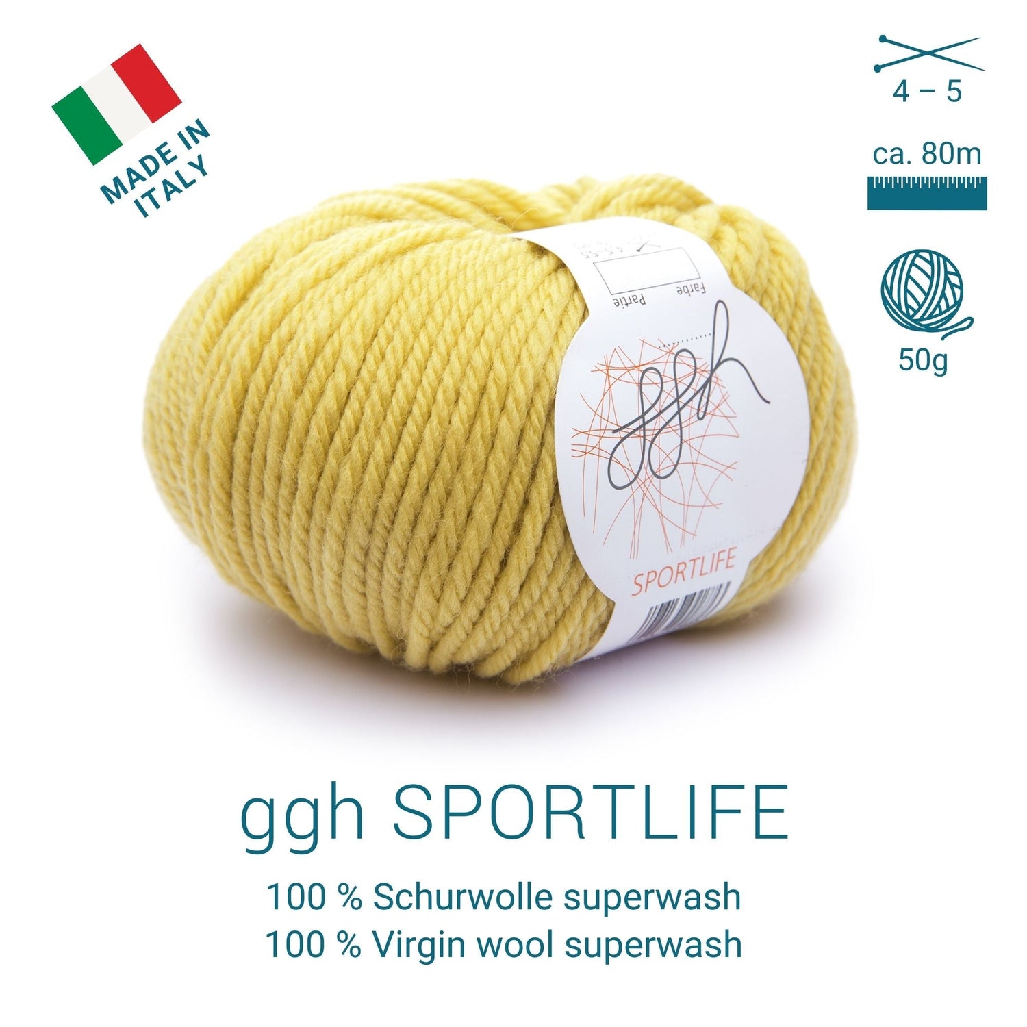 ggh Sportlife Box | Set mit 300g (6x50g) | 048 – Senfgelb - ggh Wolle