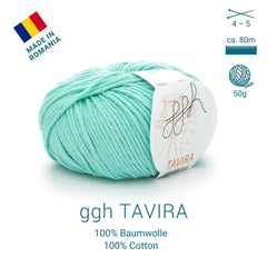ggh Tavira | 100% Baumwolle | 80m/50g | 036 - Helles Aquamarin - ggh Wolle