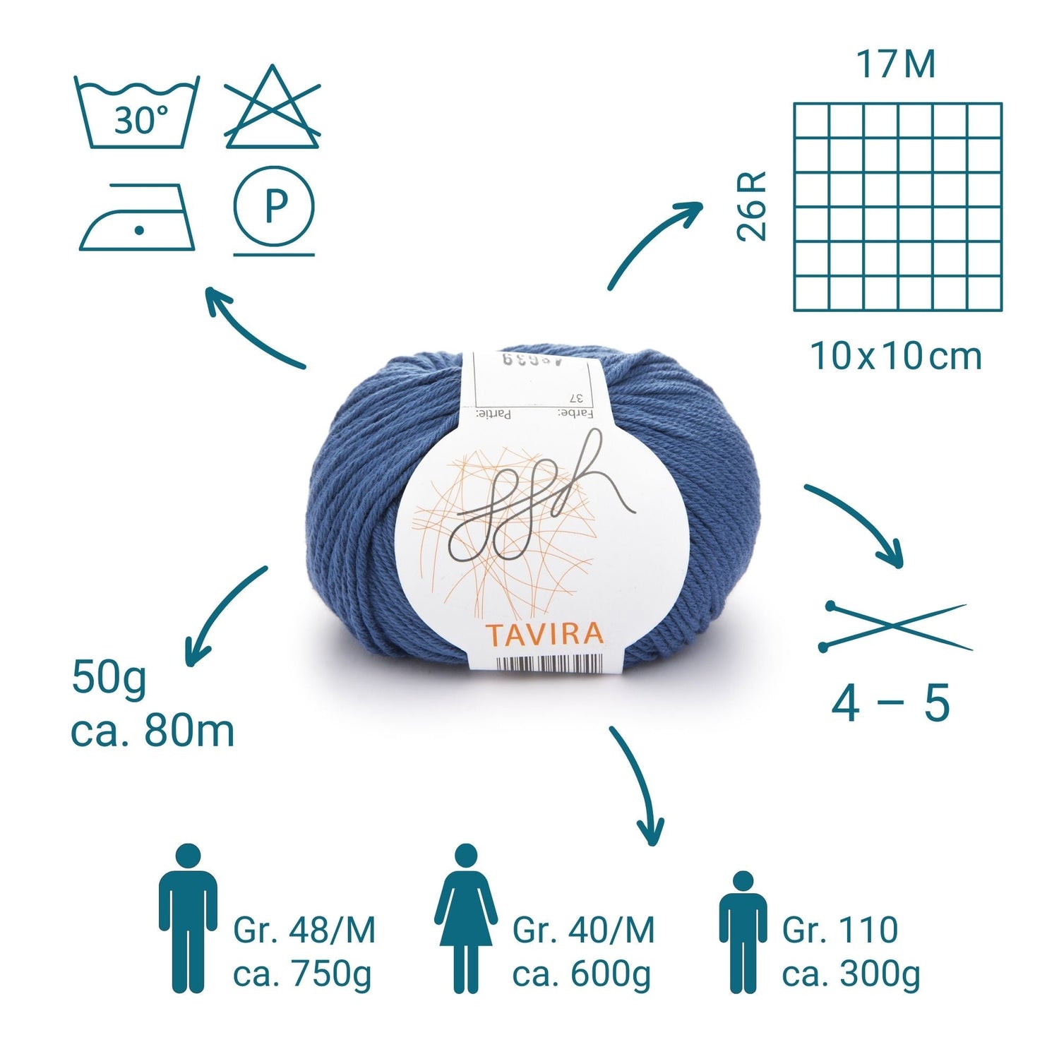 ggh Tavira | 100% Baumwolle | 80m/50g | 037 - Weiches Indigo - ggh Wolle